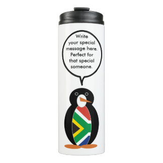 South African Talking Ms. Penguin Personalize Text Thermal Tumbler