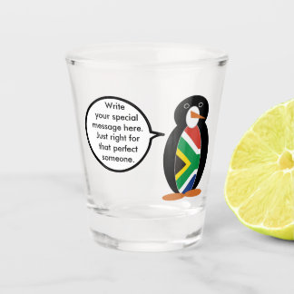 South African Talking Ms Penguin Personalized Text Shot Glass