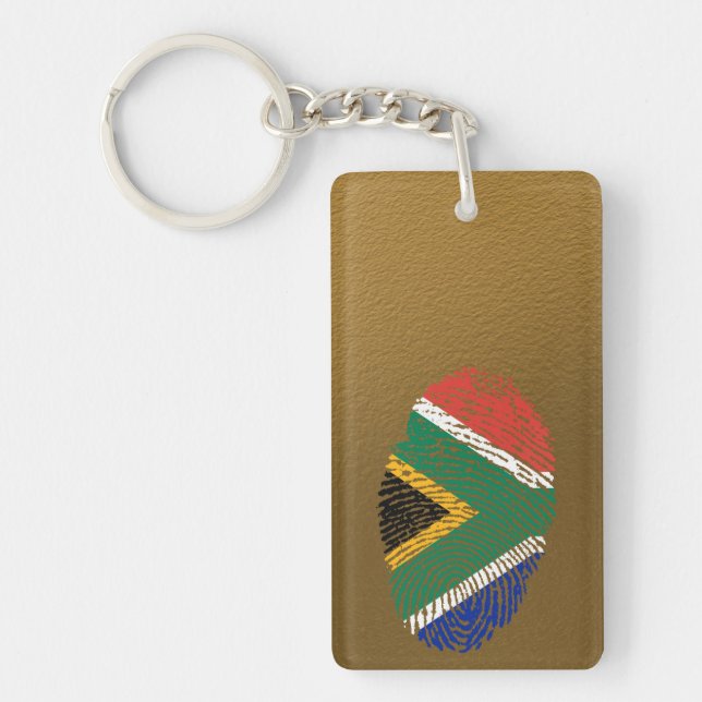 South African touch fingerprint flag Key Ring (Front)