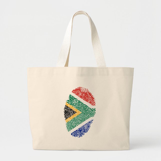 South African touch fingerprint flag Large Tote Bag (Front)
