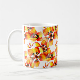 South African Vermilion Seamless Floral Theme Coffee Mug
