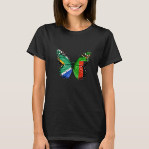 South African Zambian Flag Butterfly T-Shirt