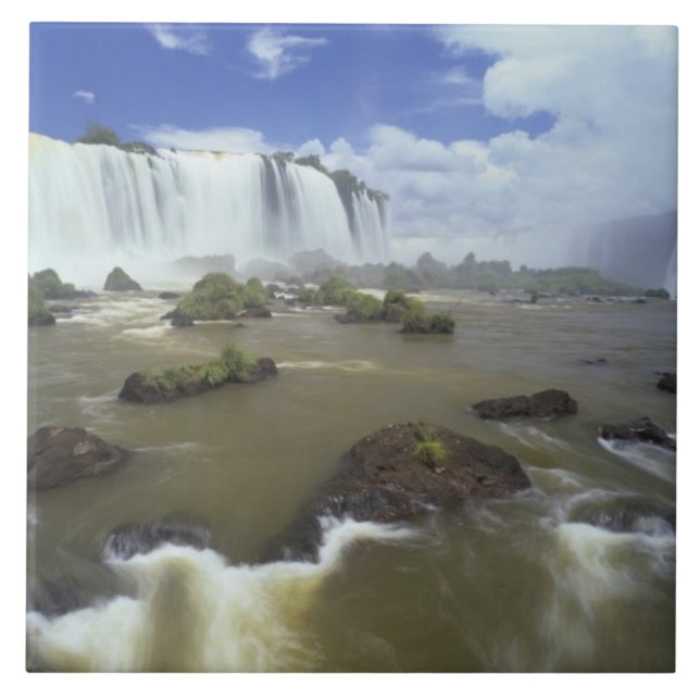 South America, Brazil, Igwacu Falls. Towering Ceramic Tile (Front)