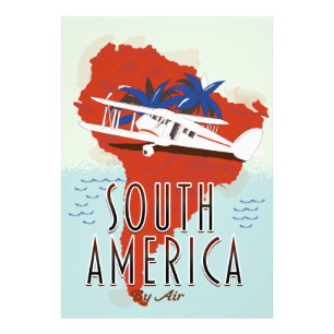 South America By Air travel poster