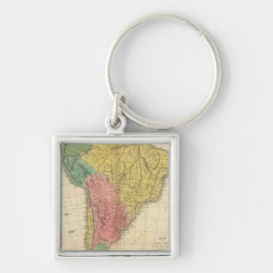 South America History Map Key Ring