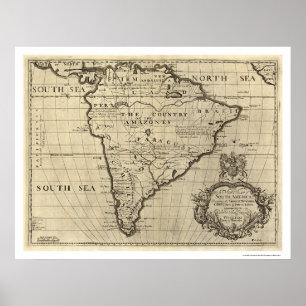 South America Map 1700 Poster