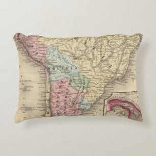 South America Map by Mitchell Decorative Cushion