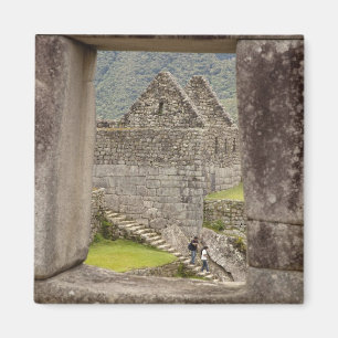 South America, Peru, Machu Picchu. Two tourists Magnet