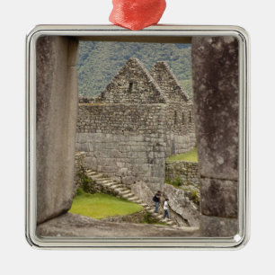 South America, Peru, Machu Picchu. Two tourists Metal Ornament