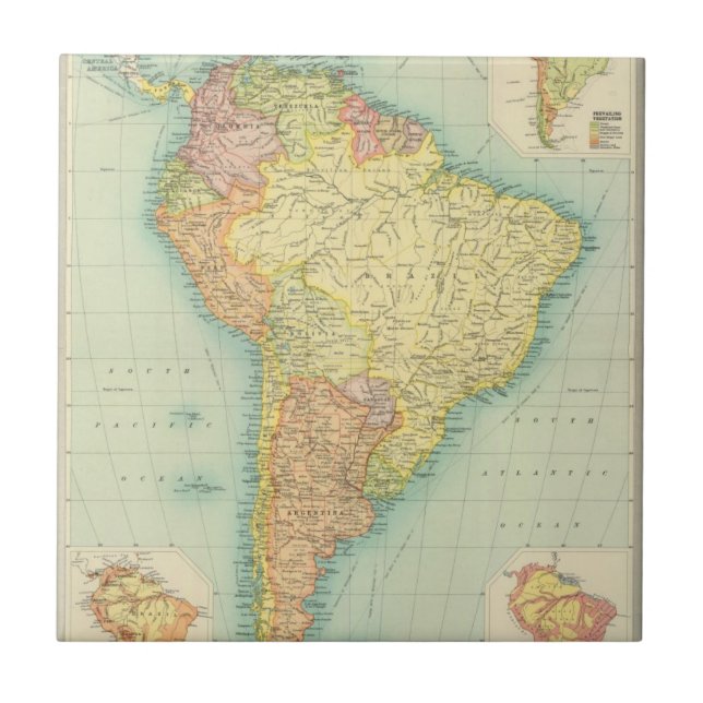 South America political Ceramic Tile (Front)