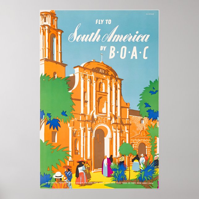 South America Poster BOAC Travel Art South America (Front)