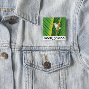 South America Tree Frog vacation poster 15 Cm Square Badge