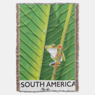 South America Tree Frog vacation poster Throw Blanket