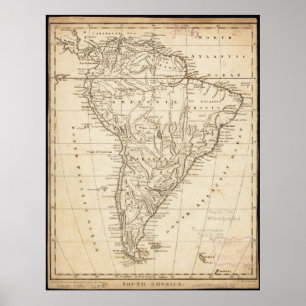 South America Vintage Map Poster