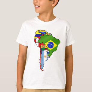 South American flags of South America Map T-Shirt