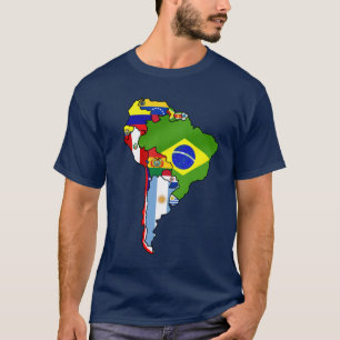 South American flags of South America Map T-Shirt