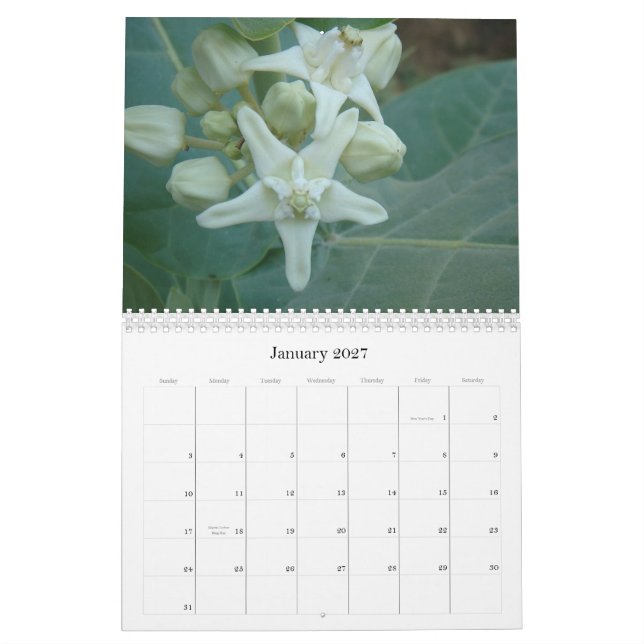 South Asian Flowers Calendar (Jan 2027)