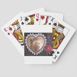 South Asian Wedding Couple on Heart Swing Art  Playing Cards