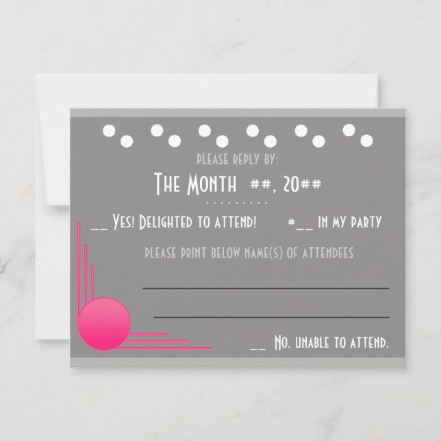 South Beach Deco Wedding (Reply v2) RSVP Card (Front)