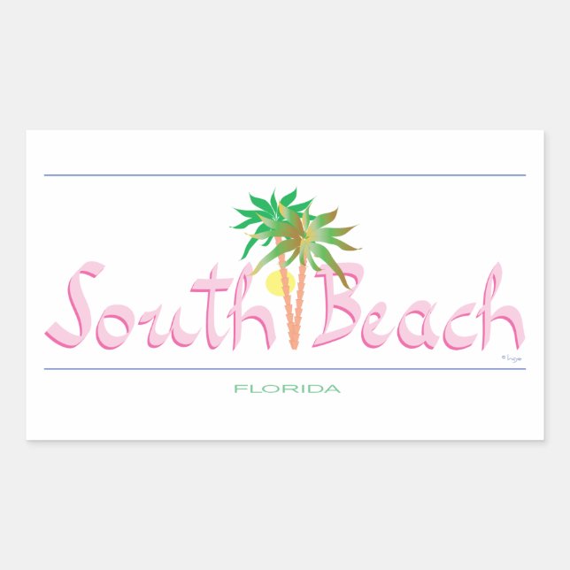 South Beach, FL Rectangular Sticker (Front)