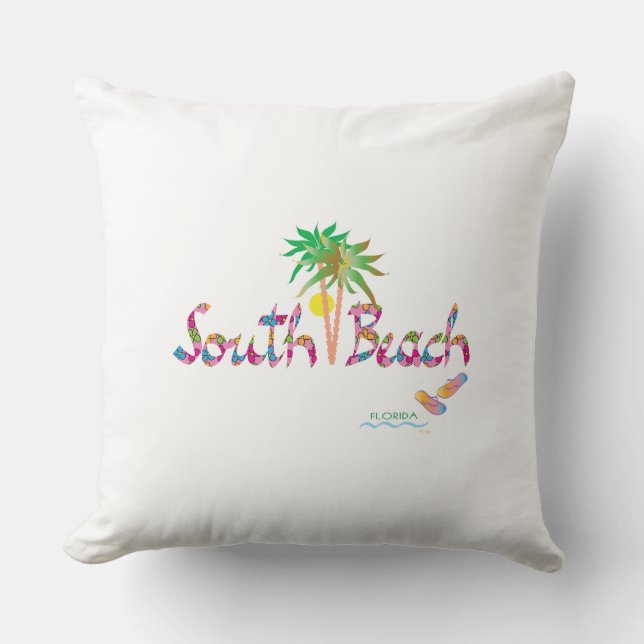 South Beach Florida Flip Flops Cushion (Front)