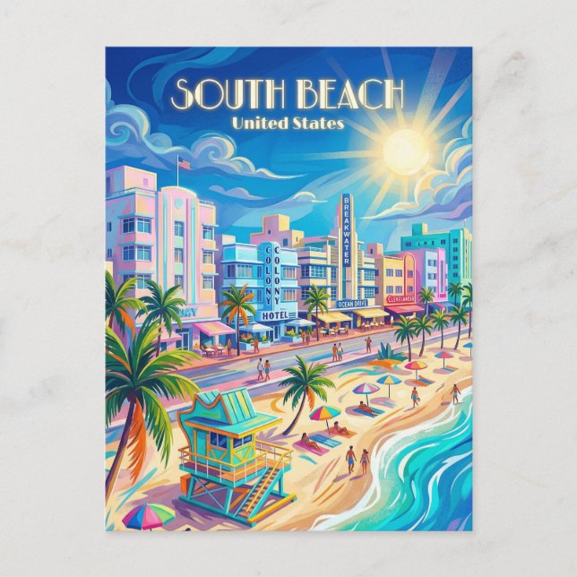 South Beach Florida Postcard (Front)