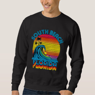 South Beach Florida Retro Throwback Surf & Beach S Sweatshirt