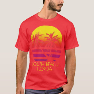 South Beach Florida Vintage Tropical Sunset Palm T T-Shirt