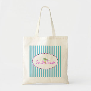 South Beach Miami" Aqua/FusciaTote Bag
