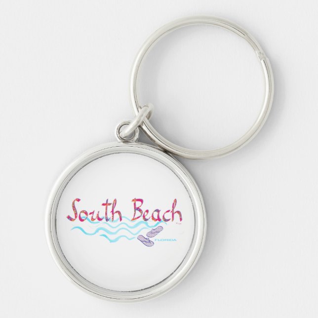 South Beach Miami Flip Flops Key Ring (Front)