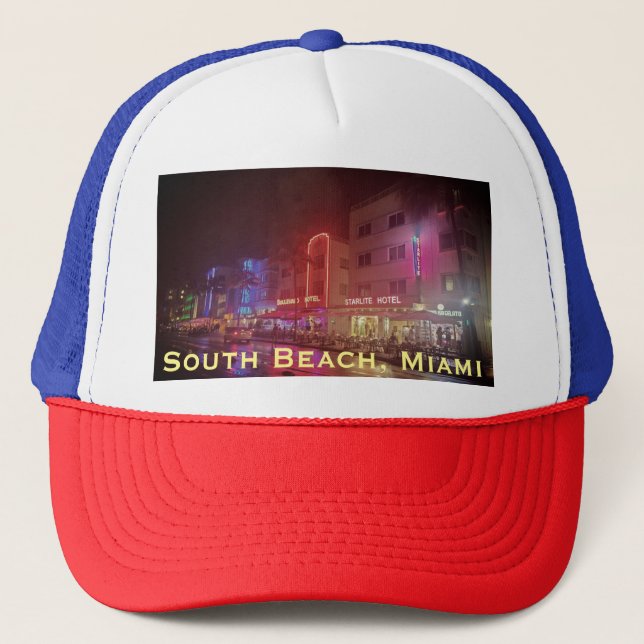 South Beach, Miami, Florida Art Deco Trucker Hat (Front)
