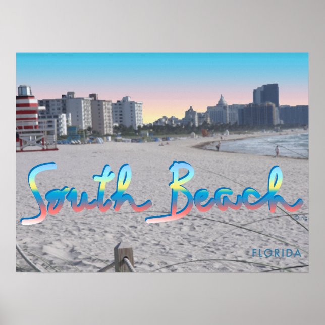 South Beach Miami, Florida City View Poster (Front)