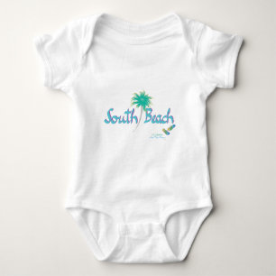 South Beach, Miami, Florida Flip Flops Baby Bodysuit