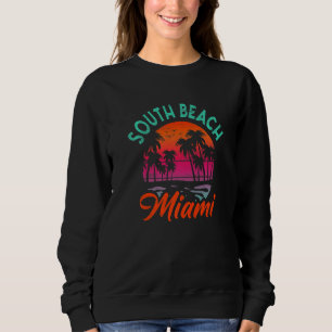 South Beach Miami Florida Sunset Vacation Distress Sweatshirt