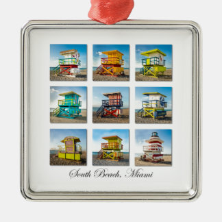 South Beach, Miami Life Guard Shacks Metal Tree Decoration