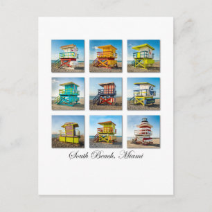 South Beach, Miami Life Guard Shacks Postcard