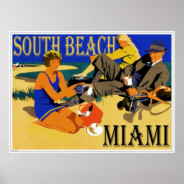 South Beach Miami Vintage Beach Poster (Front)