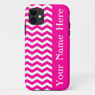 South Beach Pink Wave Chevron with name iPhone 11 Case