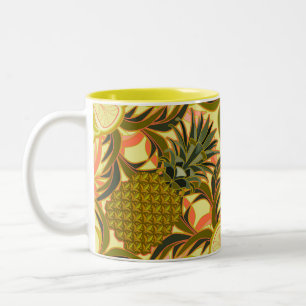 South Beach Tropical Pineapple Two-Tone Coffee Mug