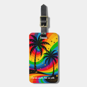 [South Beach Vibes]  Colorful Tropical Palm Tree Luggage Tag
