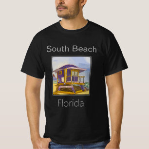 South Beach yellow and purple Lifeguard Tower T-Shirt