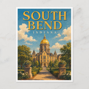 South Bend Indiana Golden Dome GeoSaga Postcard