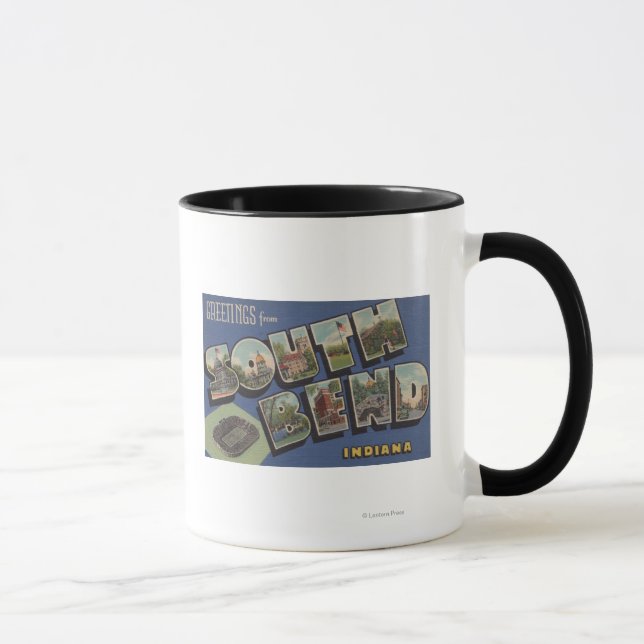 South Bend, Indiana - Large Letter Scenes Mug (Right)