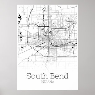 South Bend Map - Indiana - City Map Poster