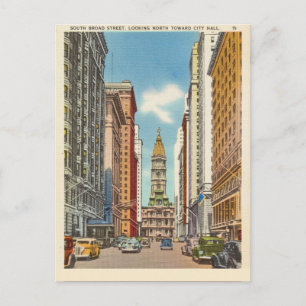 South Broad Street Looking towards City Hall Postcard