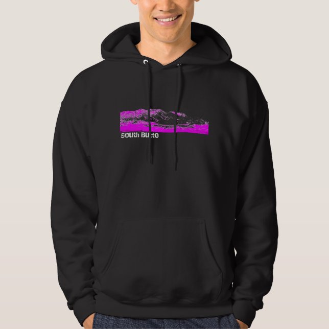 South Butte Black and Pink Mountain Hoodie (Front)