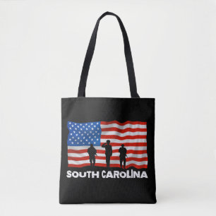 South Carolina American Flag Christmas Tote Bag