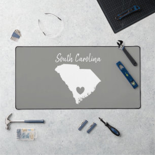 South Carolina Artistic State Map Love Home Desk Mat