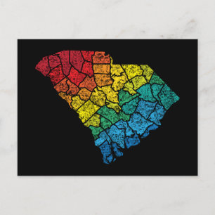 south carolina colour counties postcard