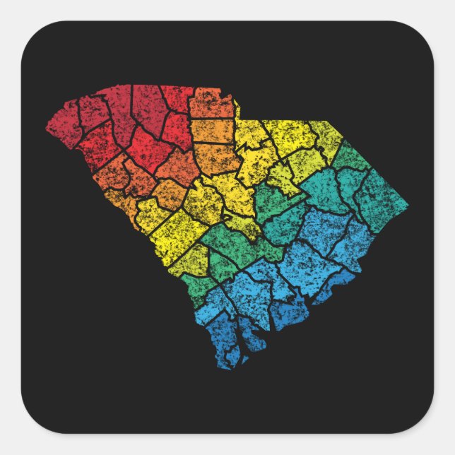 south carolina colour counties square sticker (Front)